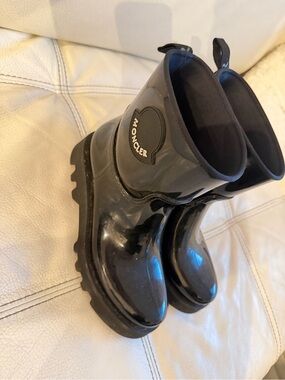 Moncler Glossy Black Chunky Rain Boots
